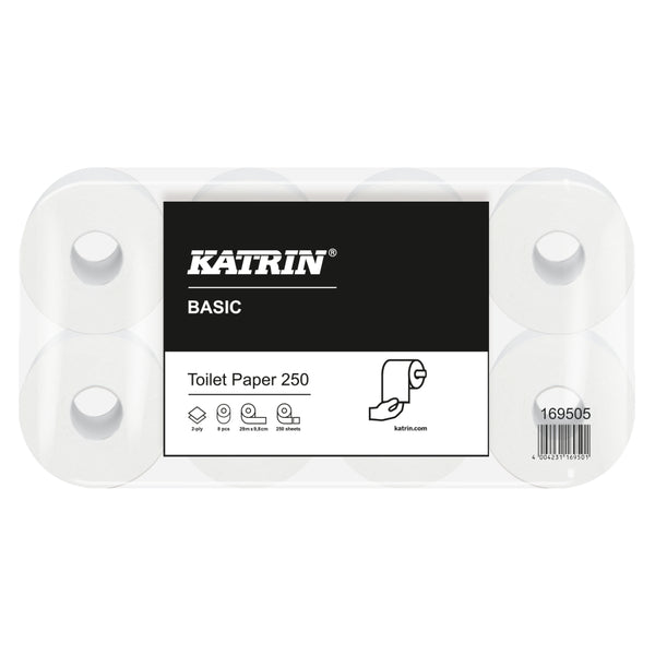 Katrin Basic Toilet 250 Toilettenpapier 2-lagig, weiß, 64 Rollen